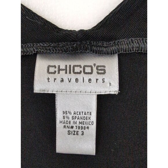 Chicos Travelers Tank Top Size 3 Womens XL Black Square Neck Slinky Casual Vaca‎ - Picture 4 of 8